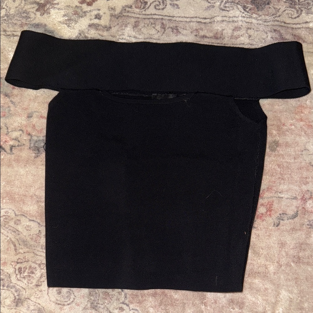 Express Black Off-Shoulder Crop Top